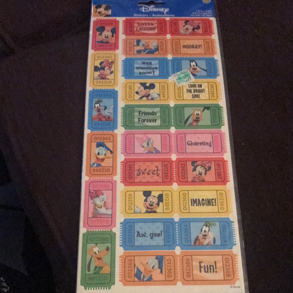 Disney Mickey & Friends Rewards Stickers Sheet - Multi Color Ticket Stickers